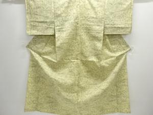 アンティーク　草花模様織り出し手織り真綿小千谷紬単衣着物